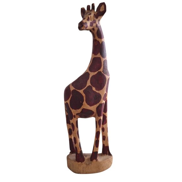 Hand Carved Wooden Giraffe Figurine Sculpture Kenya Africa Statue Safari - Picture 7 of 7